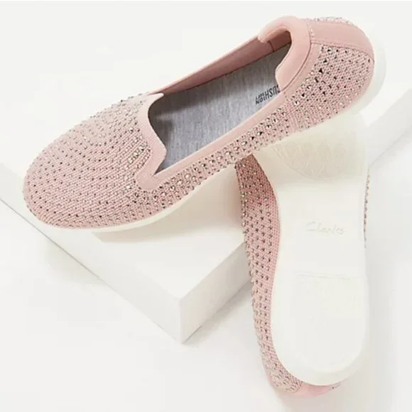Clarks Shoes Clarks Carly Dream Flats Dusty Pink Sparkle